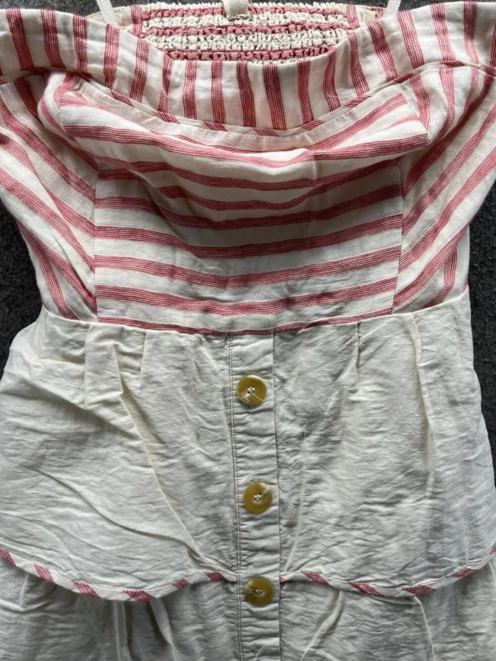Maeve Dress Girls 6 White Striped Smocked Tiered Ruffle Sundress Button Front